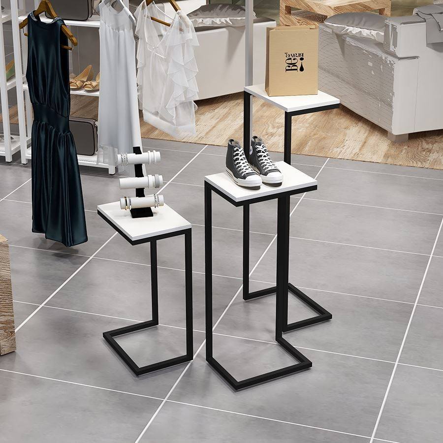 服装店展台时尚高低桌铁艺展厅鞋店货物架装饰橱窗展示台 木质ins