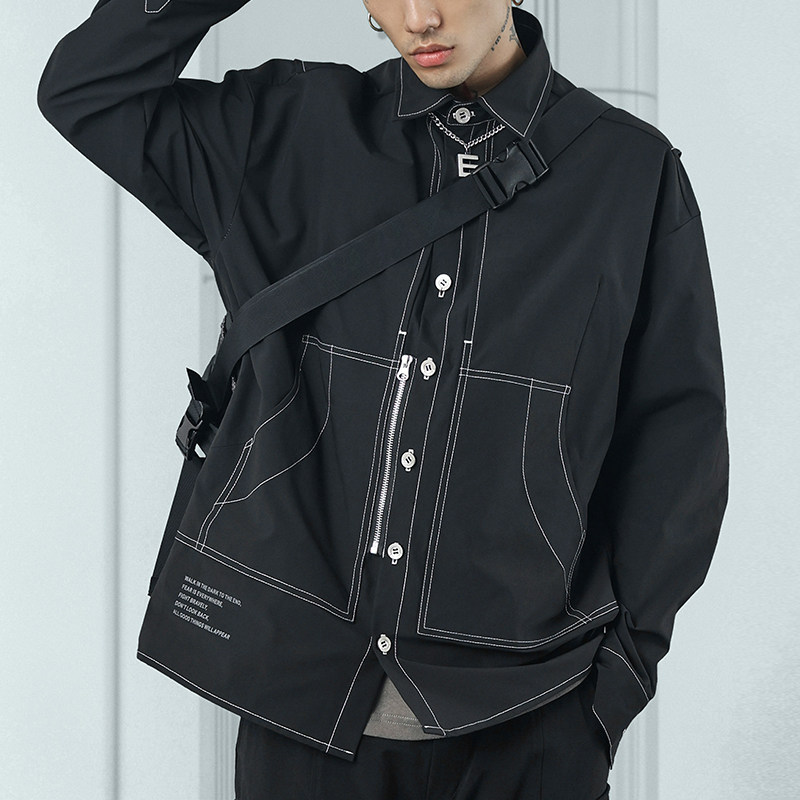 enshadower隐蔽者线迹外套男新款工装上衣宽松休闲秋装夹克衬衫潮