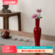 中式仿宋红色陶瓷花瓶日式禅意花器新中式花瓶复古客厅桌面摆件