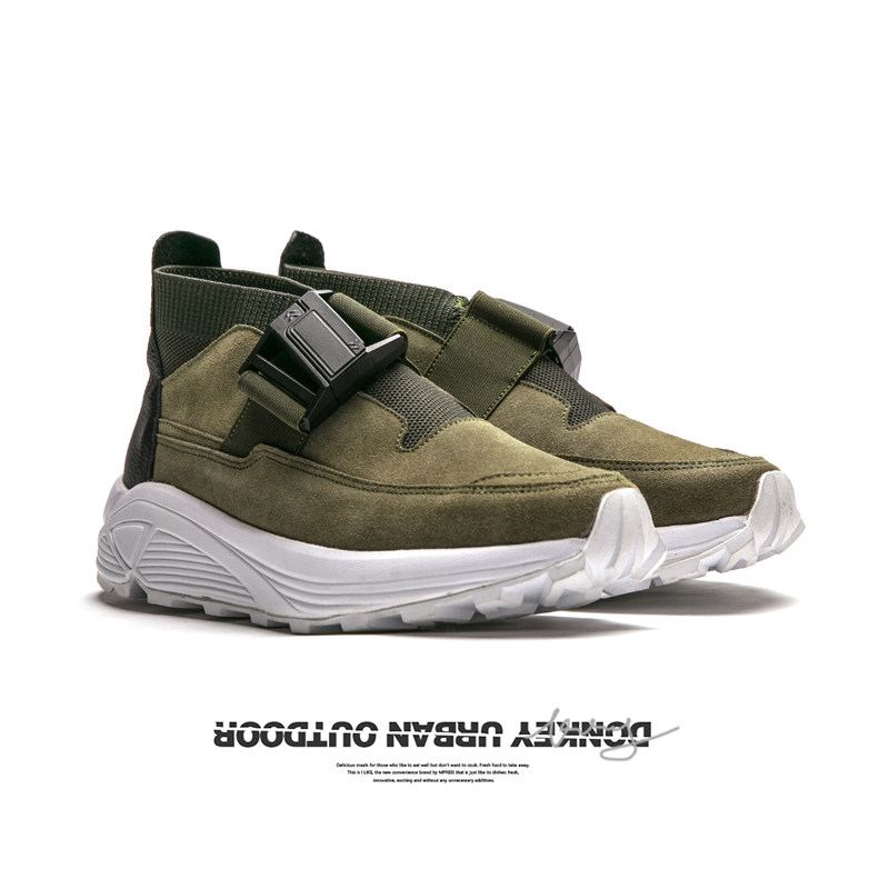 多嘴驴donkey 半自动扣/军绿机能风厚底运动休闲老爹鞋男袜子鞋