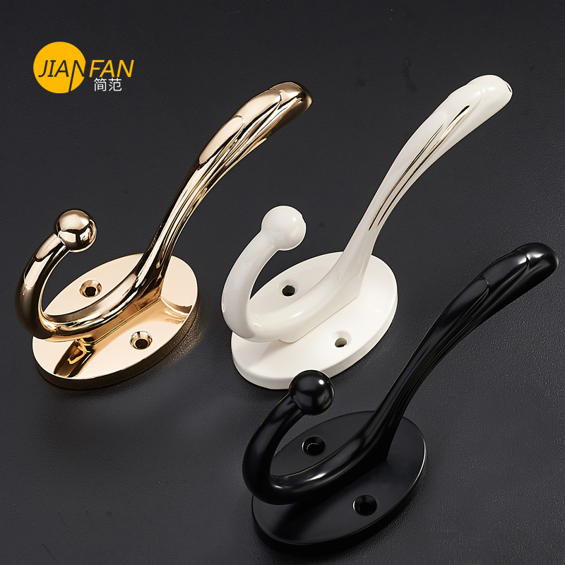 简约黑色挂衣钩美式壁挂玄关单个衣钩北欧衣柜鞋柜单钩衣帽挂衣钩_5折