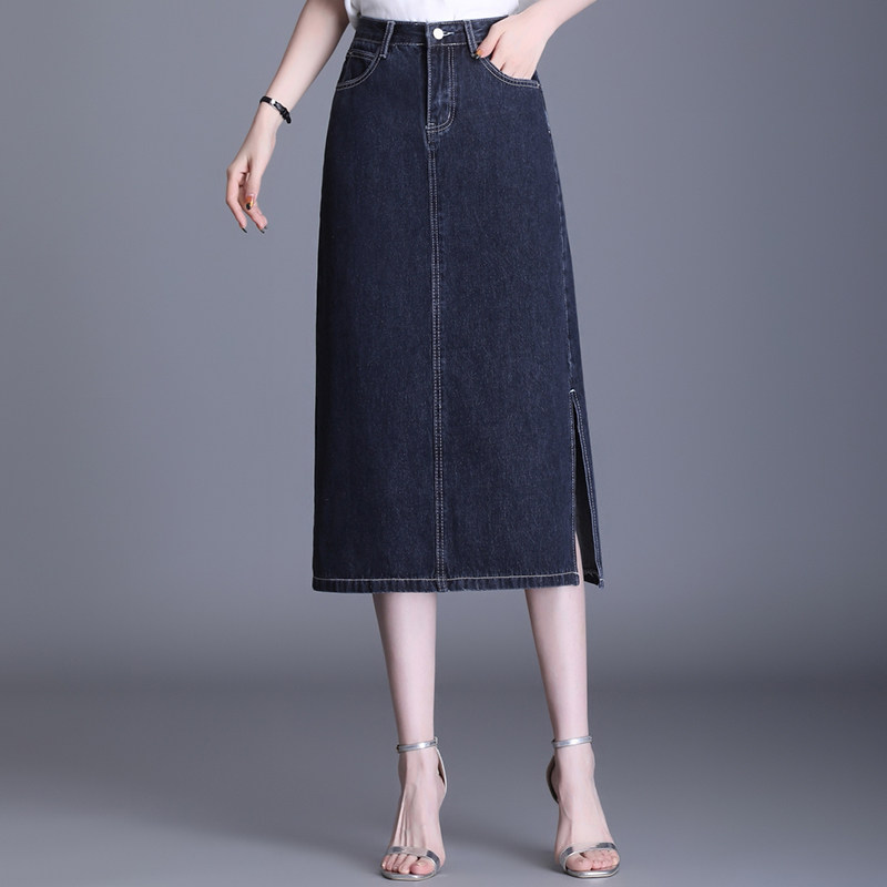 开叉女夏牛仔裙显瘦半身裙2021新款高腰直筒裙一步裙包臀裙半截裙