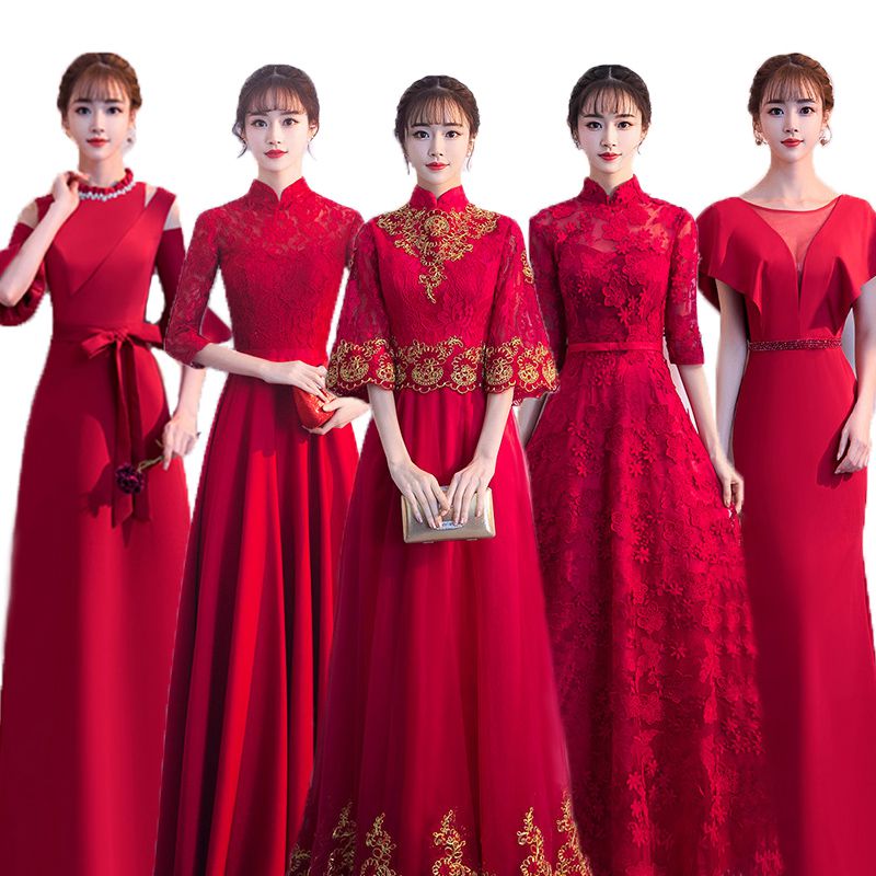 中式加大码龙凤新婚中长裙礼服裙2019秀禾服结婚新款女个性红盖头|msdalam kategori Butik wanita / wanita, perkahwinan/Cheongsam/pakaian, pakaian/malam - dari Buy2taobao.com untuk memberikan perkhidmatan ejen Taobao profesional membeli