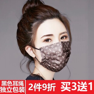 网红潮牌lv口罩一次性女神时尚印花图案字母独立可爱个性创意三层