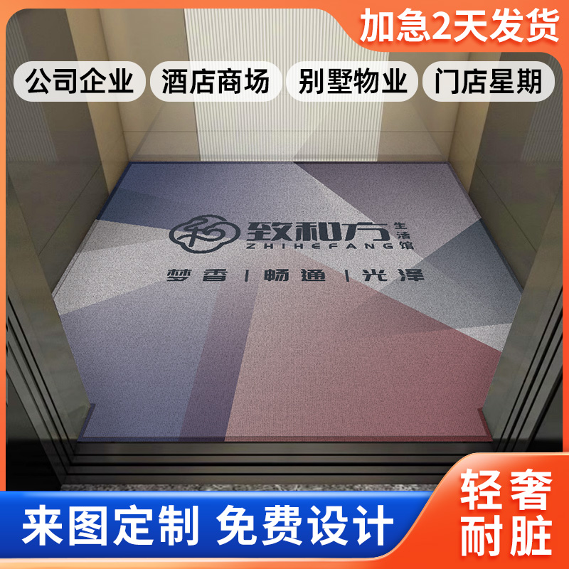 电梯地垫定制logo轿厢地毯防滑商用加厚耐磨耐脏脚垫免洗广告专用