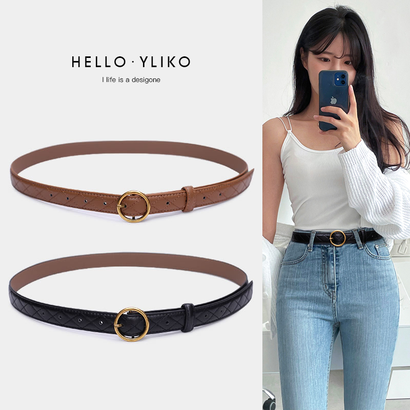 皮带女牛仔裤百搭夏季腰饰装饰休闲裤带配西裤ins潮真皮复古腰带