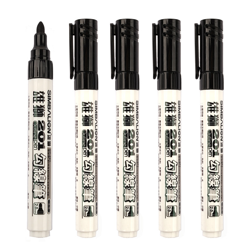 雄狮201水性记号笔粗记号笔黑色20mm大头儿童勾线笔可水洗无味