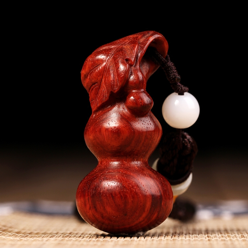 文玩手把件男葫芦印度小叶紫檀随身把玩物件手玩件挂件木雕手玩