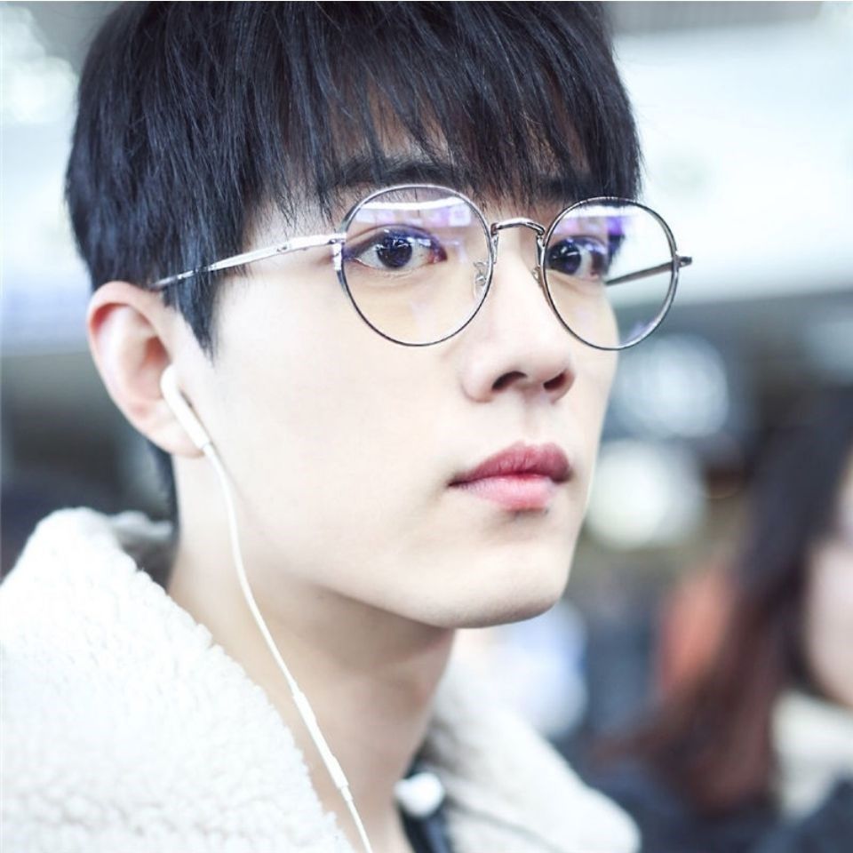 潮男女肖战同款近视眼镜防辐射蓝光配度数圆形眼睛镜框复古护目镜