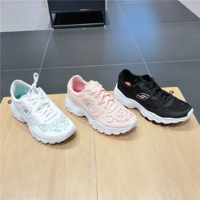 skechers斯凯奇 女鞋镂空蕾丝熊猫鞋 66666056 896002 66666196