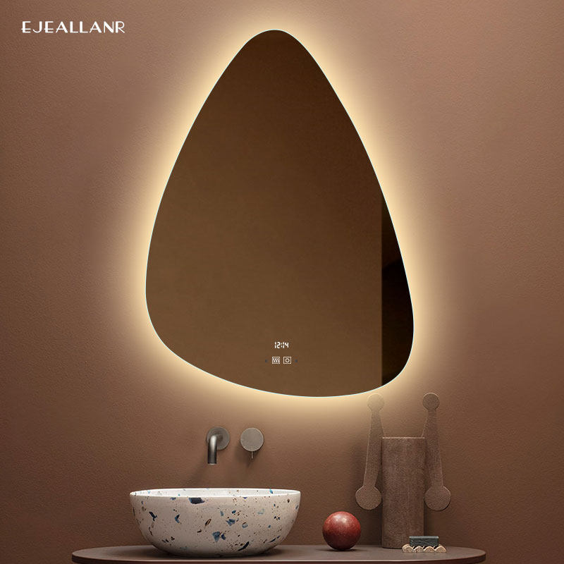 智能异形浴室镜卫生间镜子挂墙酒店民宿洗手台水滴镜带灯不规则镜