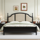 法式实木床现代简约卧室1.5米1.8复古轻奢黑色布艺软包双人床婚床