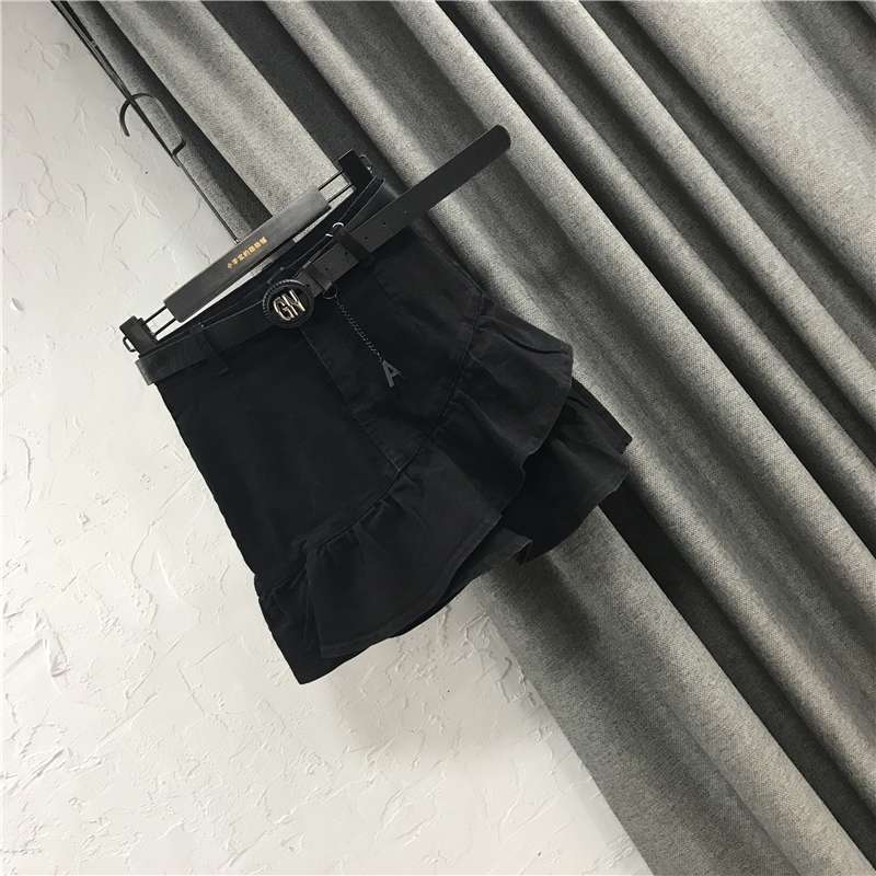 半身裙女防走光a字魚尾裙黑短裙2019秋新款歐貨高腰荷葉邊牛仔裙在類目 女裝/女士精品, 半身裙中 - 來自Buy2taobao.com提供專業的淘寶代購服務