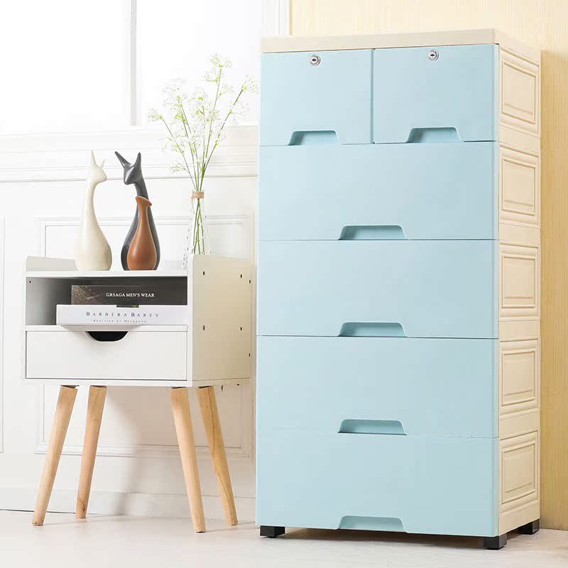成人_可锁自由组合五层加长收纳柜塑料抽屉式成人组合装两用拆卸工具