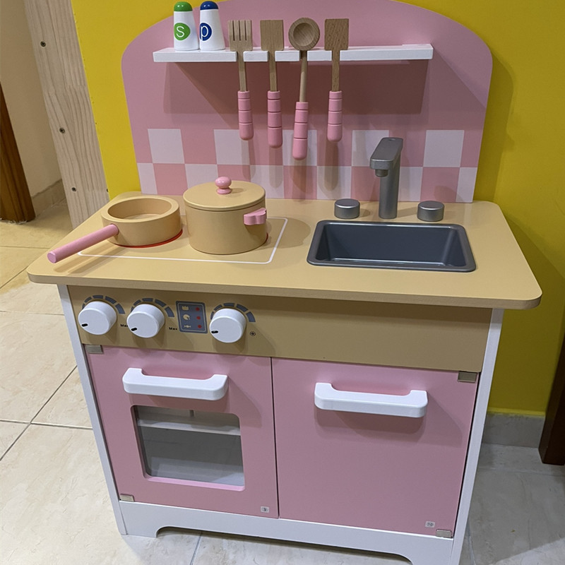 益智儿童木制欧式过家家大厨房灶台女孩仿真煮饭玩具套装幼儿园