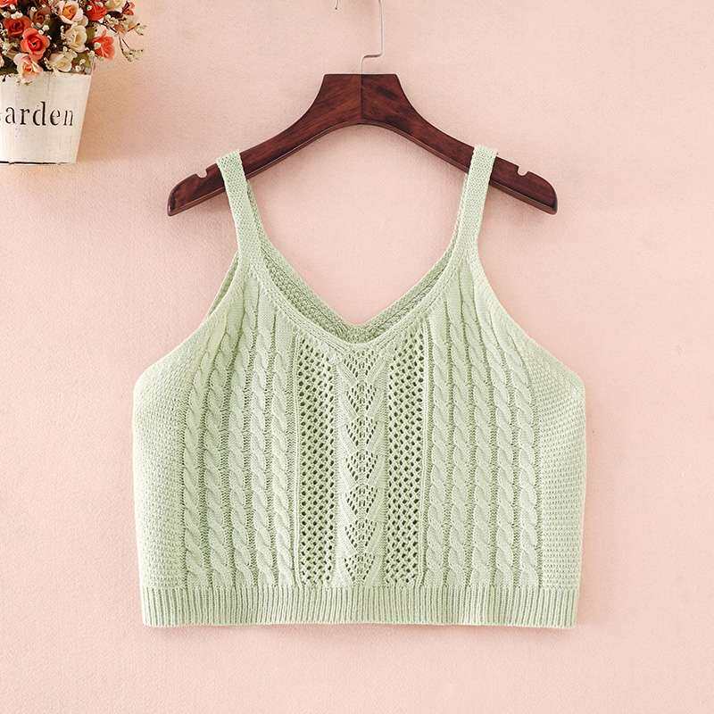 毛衣小吊带针织背心女外搭镂空_毛线背心女短款百搭外穿毛衣小马甲