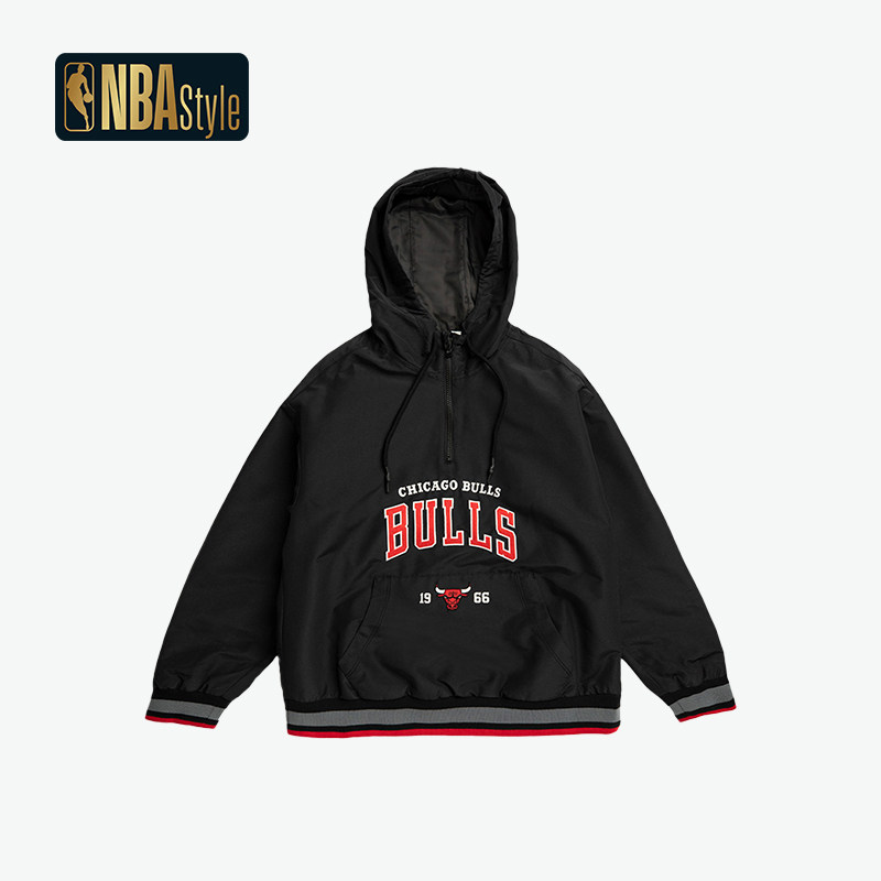 nba style运动潮牌芝加哥公牛队男女同款字母印花连帽上衣情侣款