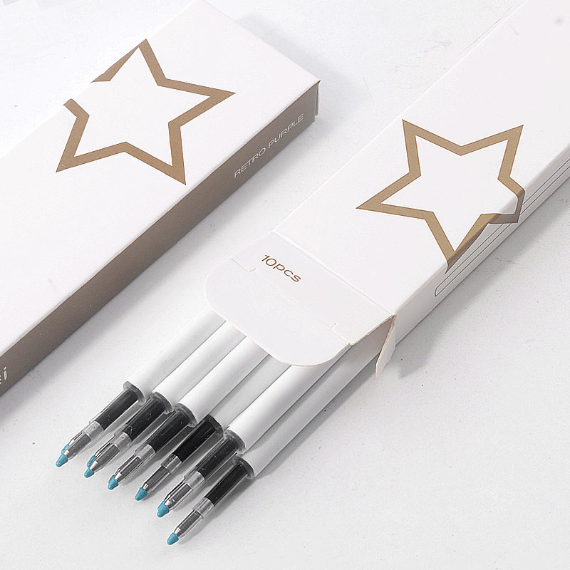 kookei中性笔笔芯白杆黑色0.5mm按动式水笔替芯