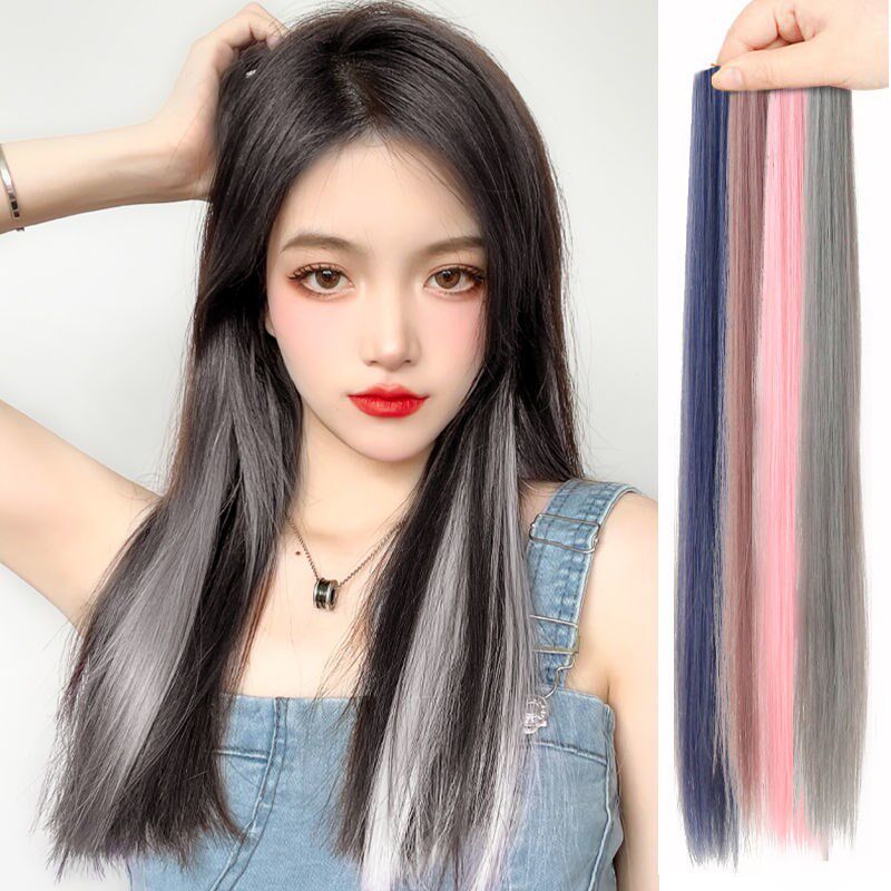 假发片挂耳染彩色挑染假发贴片lisa同款隐形无痕一片式直发接发片