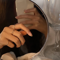 日系素圈套装食指戒指女时尚个性小众设计简约冷淡风小指尾戒指环