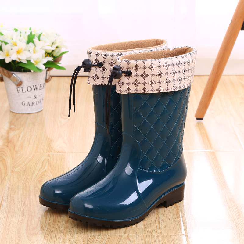 雨鞋女 短筒 加棉