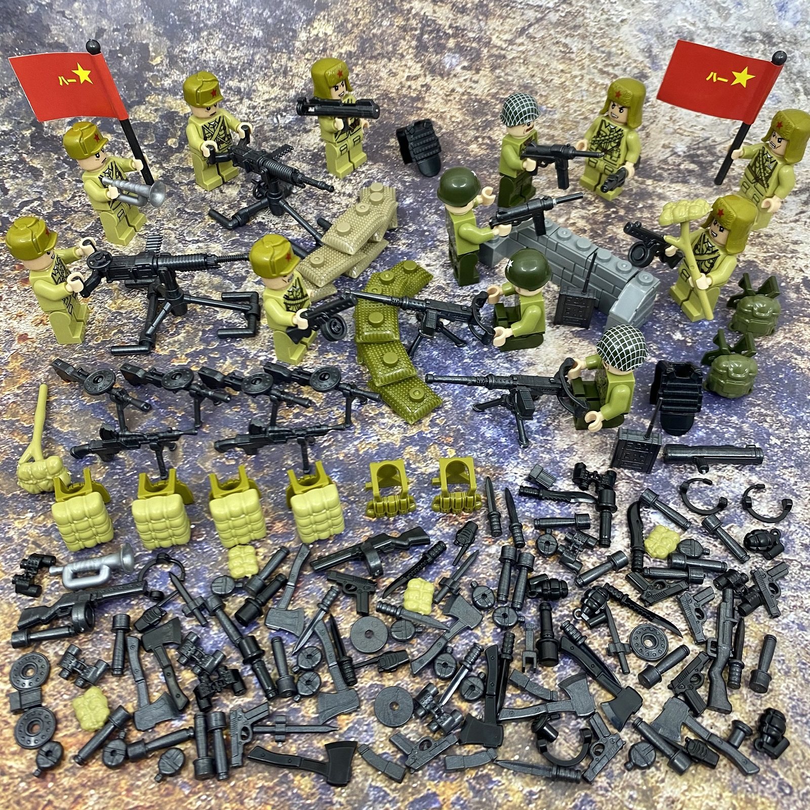 军事乐高积木抗美援朝长津湖水门桥志愿军玩具人偶兵人战壕瞭望塔