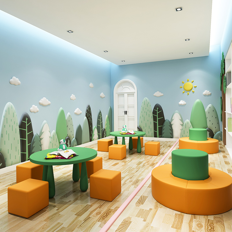 澳米博瑞幼儿园定制儿童防撞软包墙贴早教中心教室墙围护墙面装饰