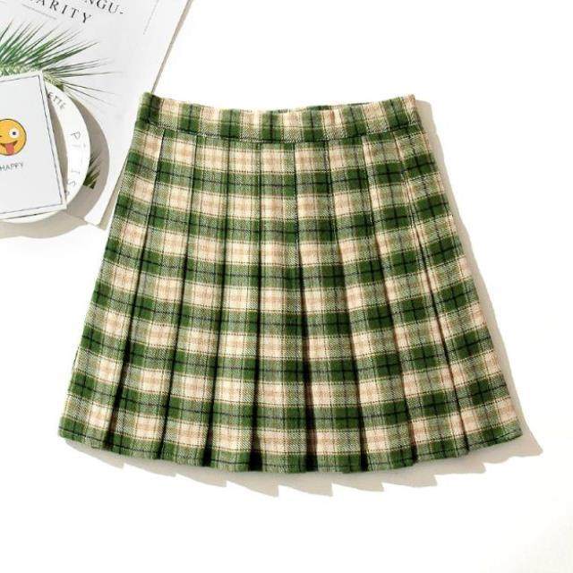 一折jk制服裙子_毛呢格子短裙女防走光秋冬a字裙半身裙学院风jk制服