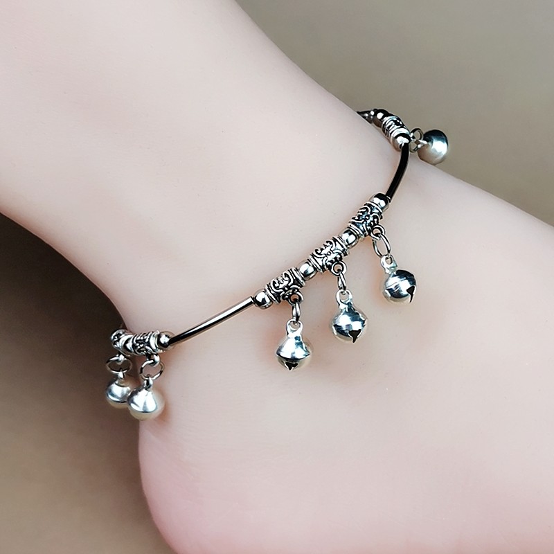 风仿银铃铛脚链女文艺百搭复古风学生舞蹈表演镀藏银苗银脚环优惠券