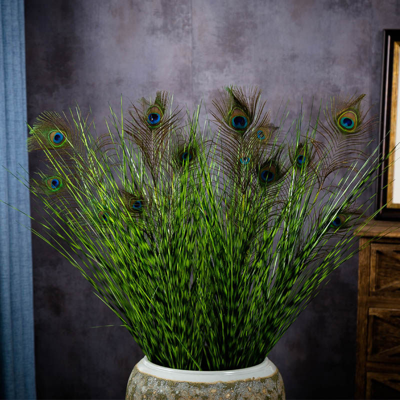 仿真花孔雀羽毛大号落地花艺孔雀翎简约家居客厅装饰花艺插花假花