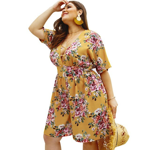 Size 4XL Summer Jumpsuit Fat Woman Short Sleeve Dress Women在类目 女装/女士精品, 大码女装中 - 来自Buy2taobao.com提供专业的淘宝代购服务