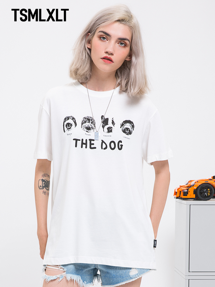 TSMLXLTThe dog原创联名短袖男潮牌潮流纯棉T恤2019年新款夏装TT在类目 女装/女士精品, T恤中 - 来自Buy2taobao.com提供专业的淘宝代购服务