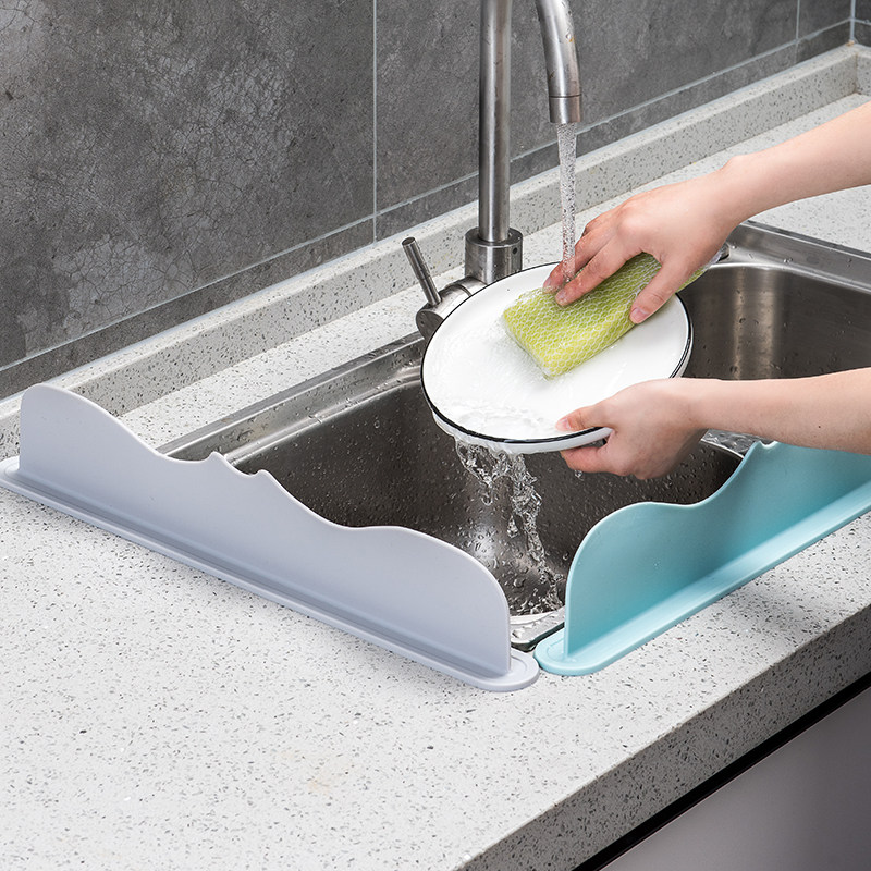 dehub创意隔水挡水板厨房水槽水池碗盆防溅水硅胶挡板台面阻水板