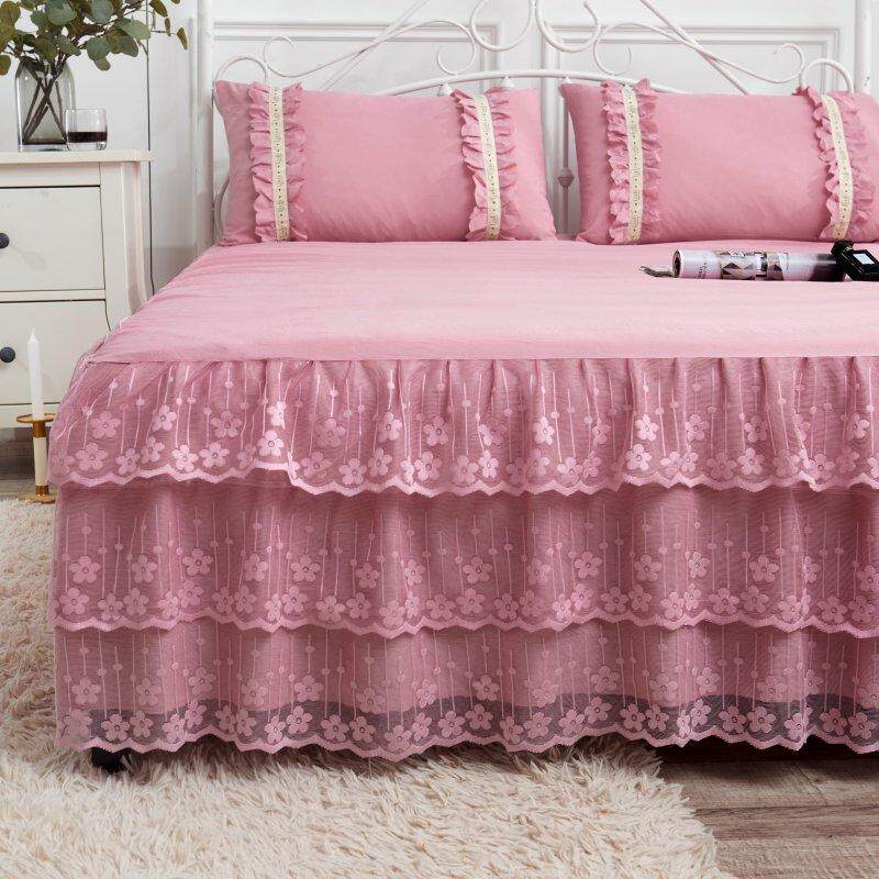 韩版公主床罩床裙式单件蕾丝花边床单保护套18x20x22m床套夏天