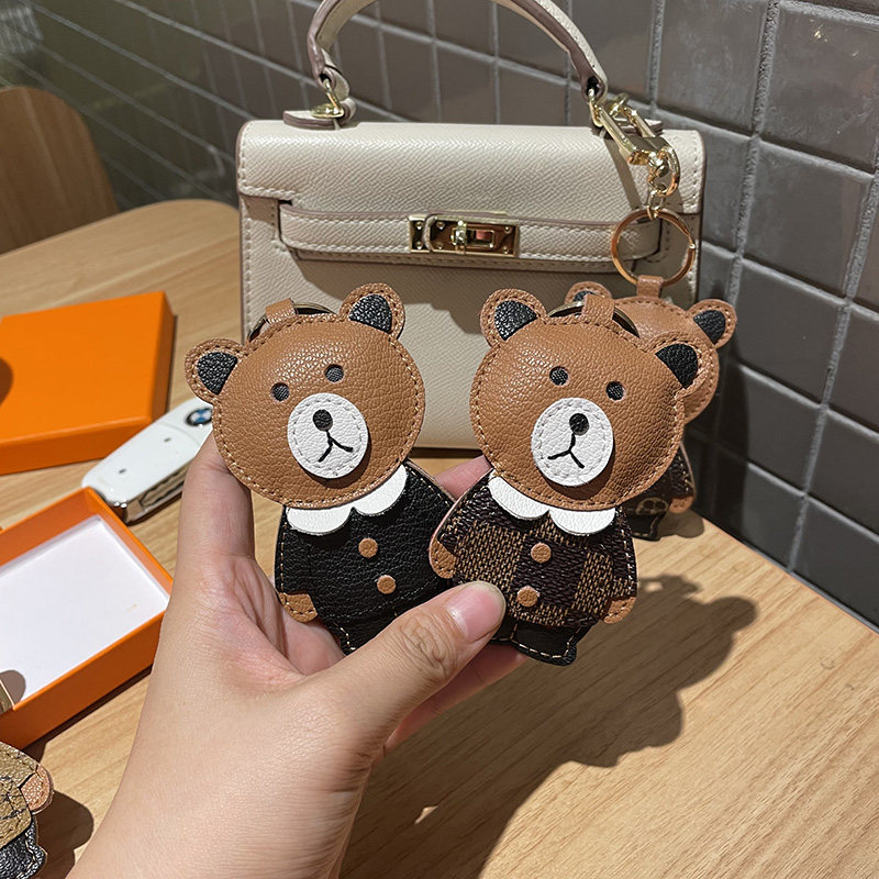 lv&gedete 背包挂饰老花小熊钥匙扣创意布朗熊情侣汽车钥匙链挂件