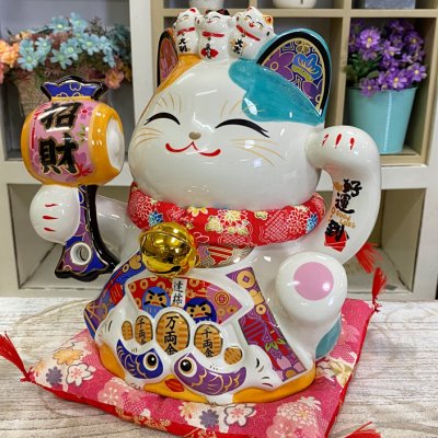 金石工坊好运到招财猫大号陶瓷摆件创意存钱罐店铺家居装饰发财猫