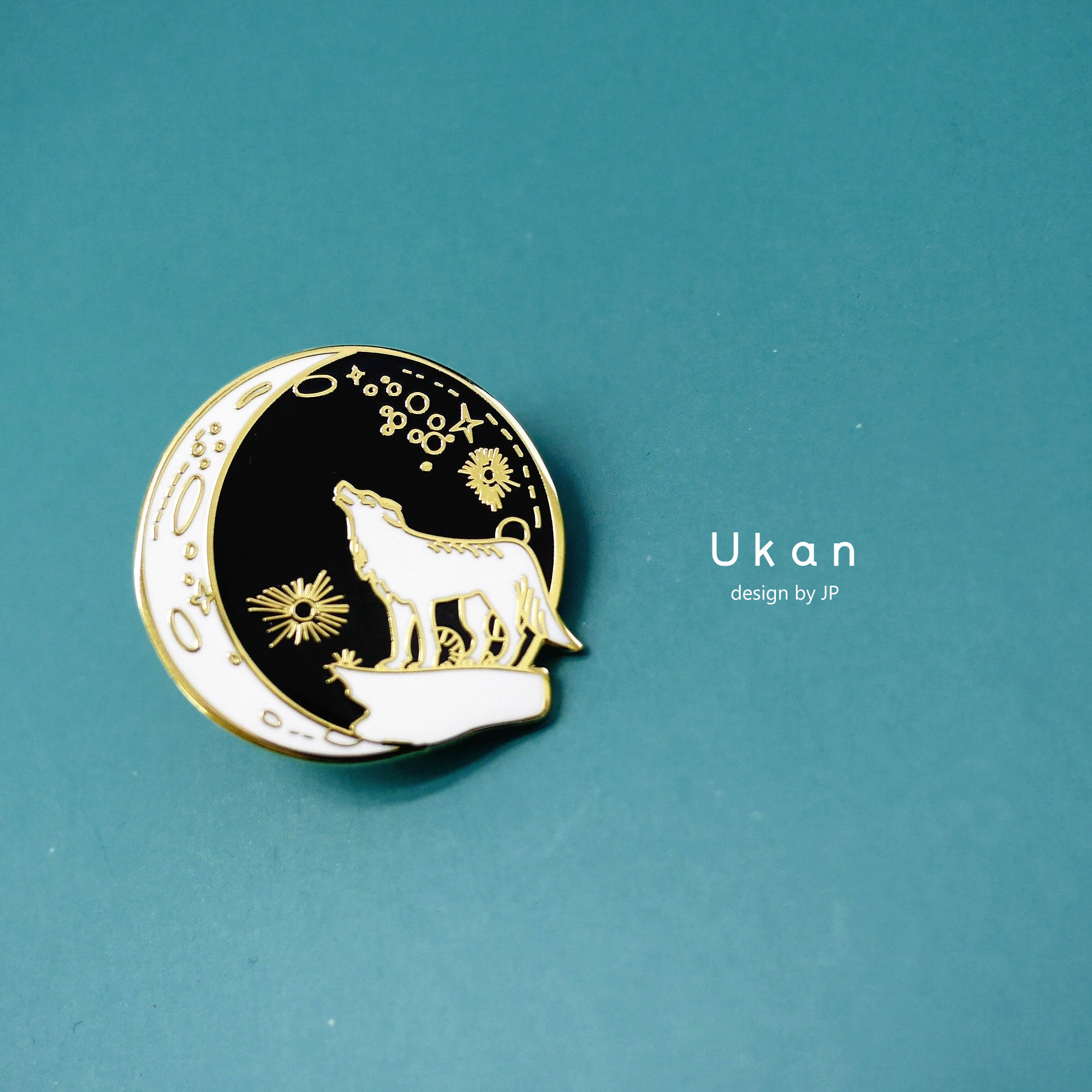 有看哈利波特电影周边天体狼胸针黑色仿珐琅星月银河金属徽章