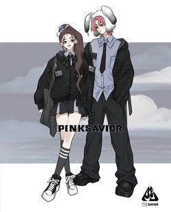 pinksavior【蓝色苏打】蓝黑设计感拼接衬衫学院外套长裤情侣