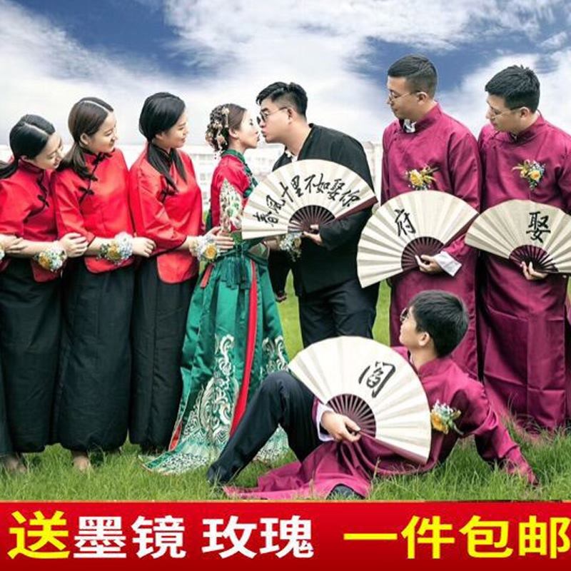 中式伴郎伴娘服男民族风休闲时尚婚庆拍照长裙刺绣评书中长款改良在类目 女装/女士精品, 唐装/民族服装/舞台服装, 民族服装/舞台装中 - 来自Buy2taobao.com提供专业的淘宝代购服务
