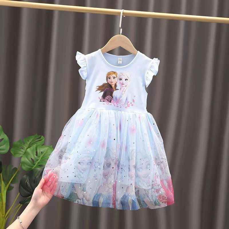 Summer Kids Dress Frozen Elsa Party Baby Dresses Children