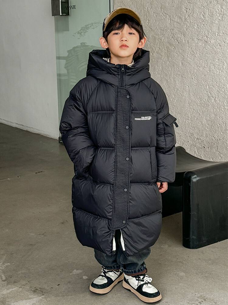 高档品牌男童羽绒服冬季加厚过膝中长款2023新款中大儿童装冬装外
