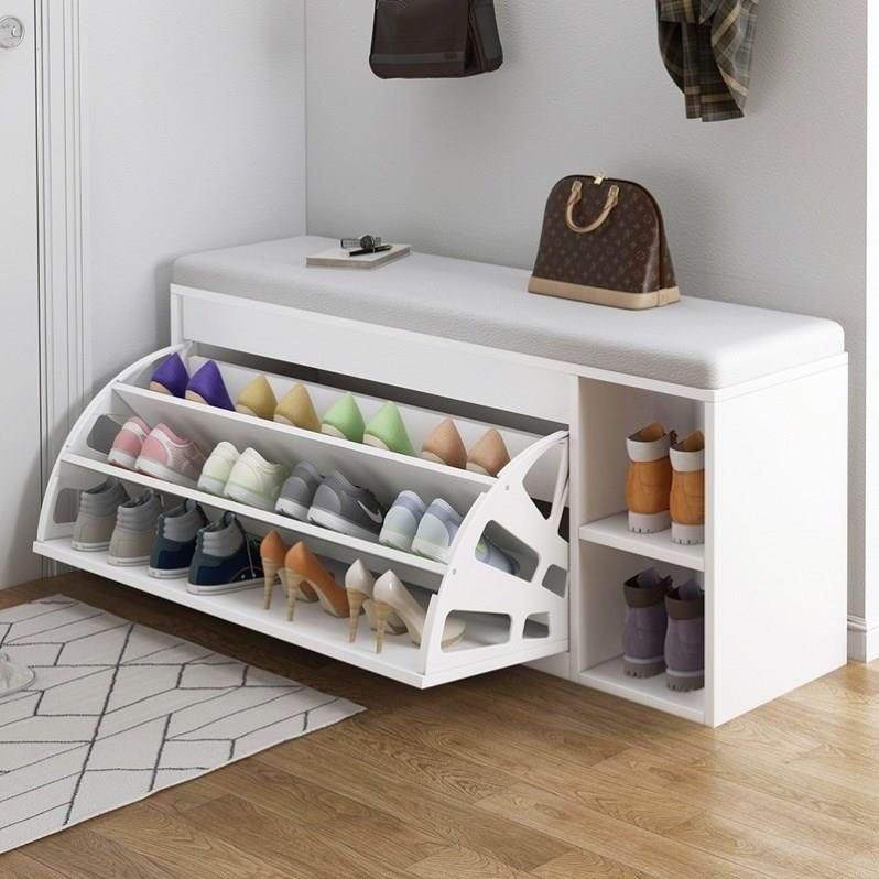 儿童鞋柜家用小孩小鞋架窄款进门口翻斗式入门可坐带换鞋凳门