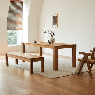 一堆木头缅甸柚木长方形餐桌椅组合中古侘寂全实木工作台书房书桌