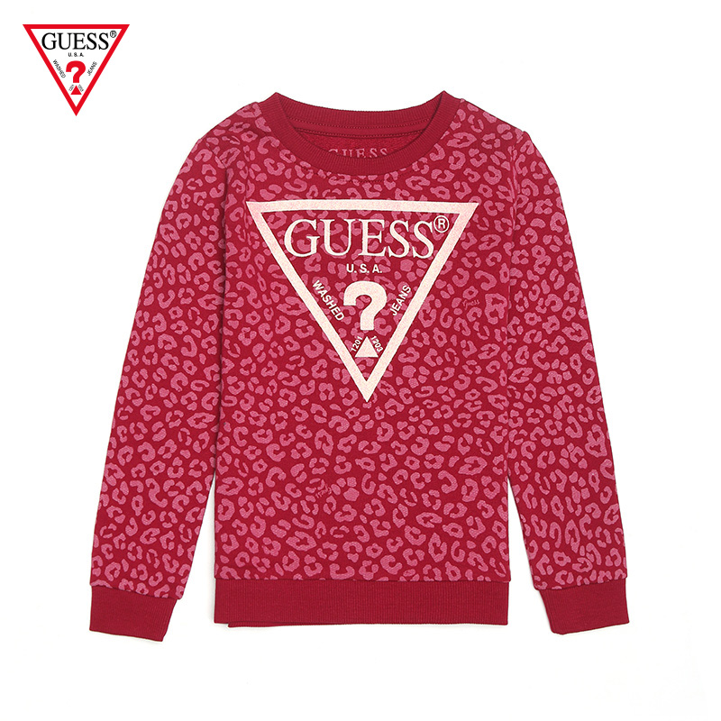 GUESS童装 2018新款秋女童唇印印花倒三角LOGO卫衣-K84Q04K5WK0|ruв категории Детская одежда, свитер/свитер - от Buy2taobao.com для оказания профессиональной услуги покупки агента Taobao