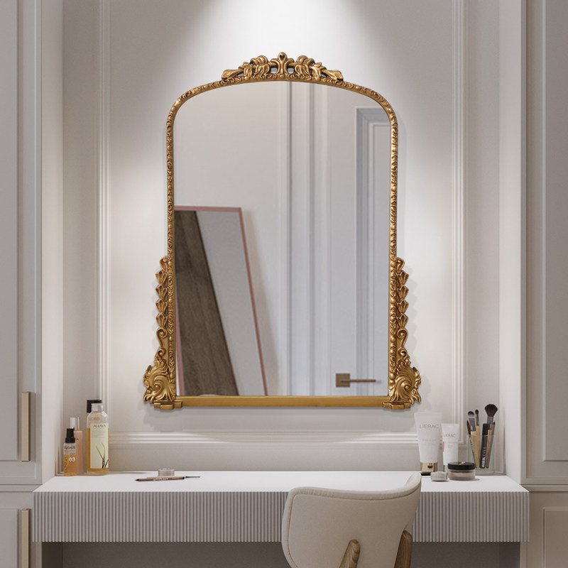 法式梳妆镜卧室壁挂轻奢复古镜子浴室镜挂墙装饰镜欧式台式化妆镜