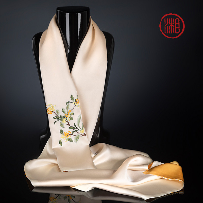 湘传礼洋气湘绣桑蚕丝丝巾