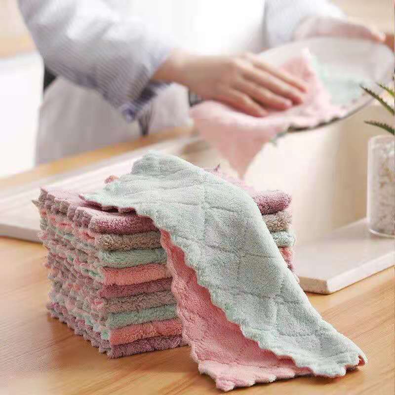 珊瑚绒抹布双面加厚洗碗布家用厨房清洁布吸水不沾油擦桌布百洁布