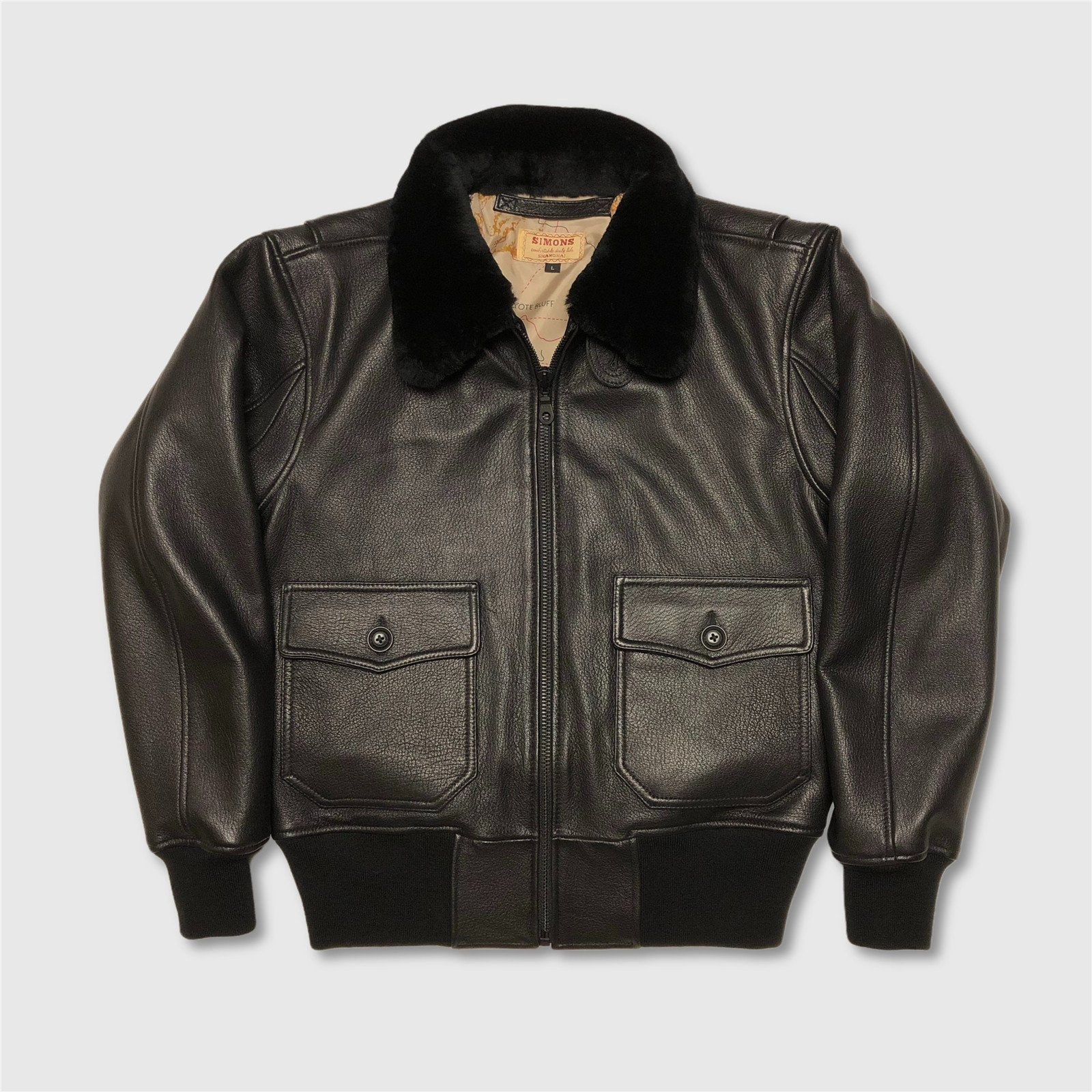 g1飞行员夹克服男纯头层牛皮羊羔毛领短款机车真皮皮衣潮男外套