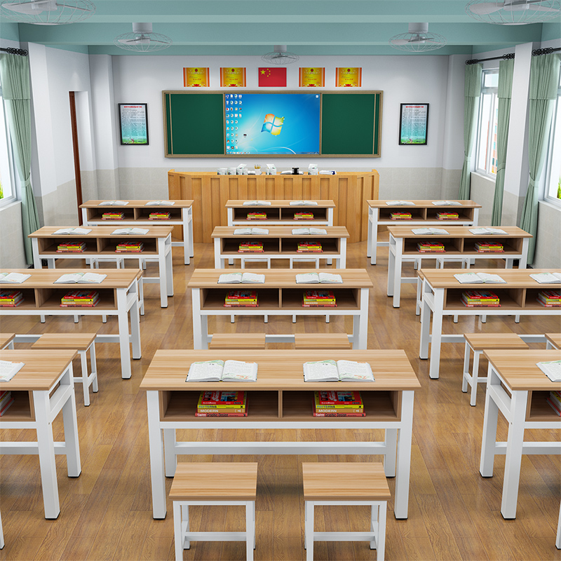 特价学生桌_儿童小学生双人课桌椅简易学校教室培训桌辅导班补习班