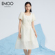 杨门法式方领白色连衣裙女夏季2024新款高级感收腰显瘦休闲中长裙